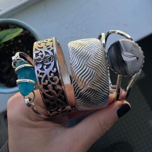 Silver tone vintage bangles